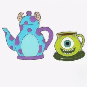 NWT Loungefly Disney Pixar Tea Set Blind Box Enamel Pin Set Monsters Inc